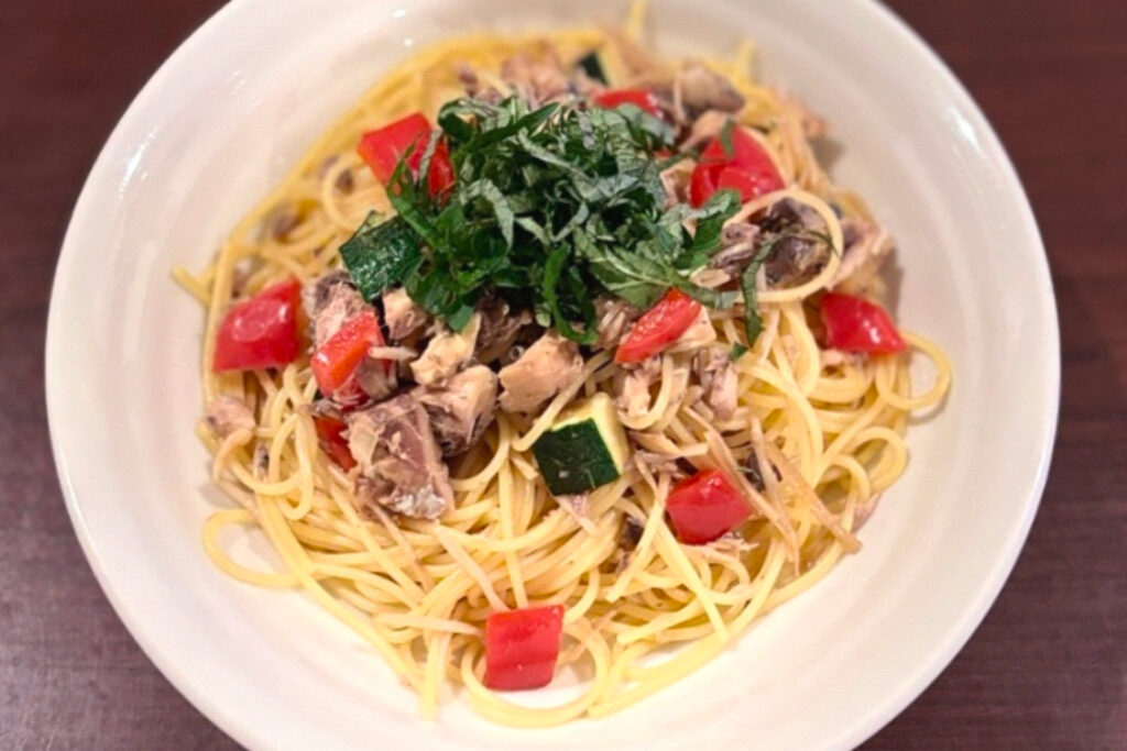 サバの彩り和風パスタ
